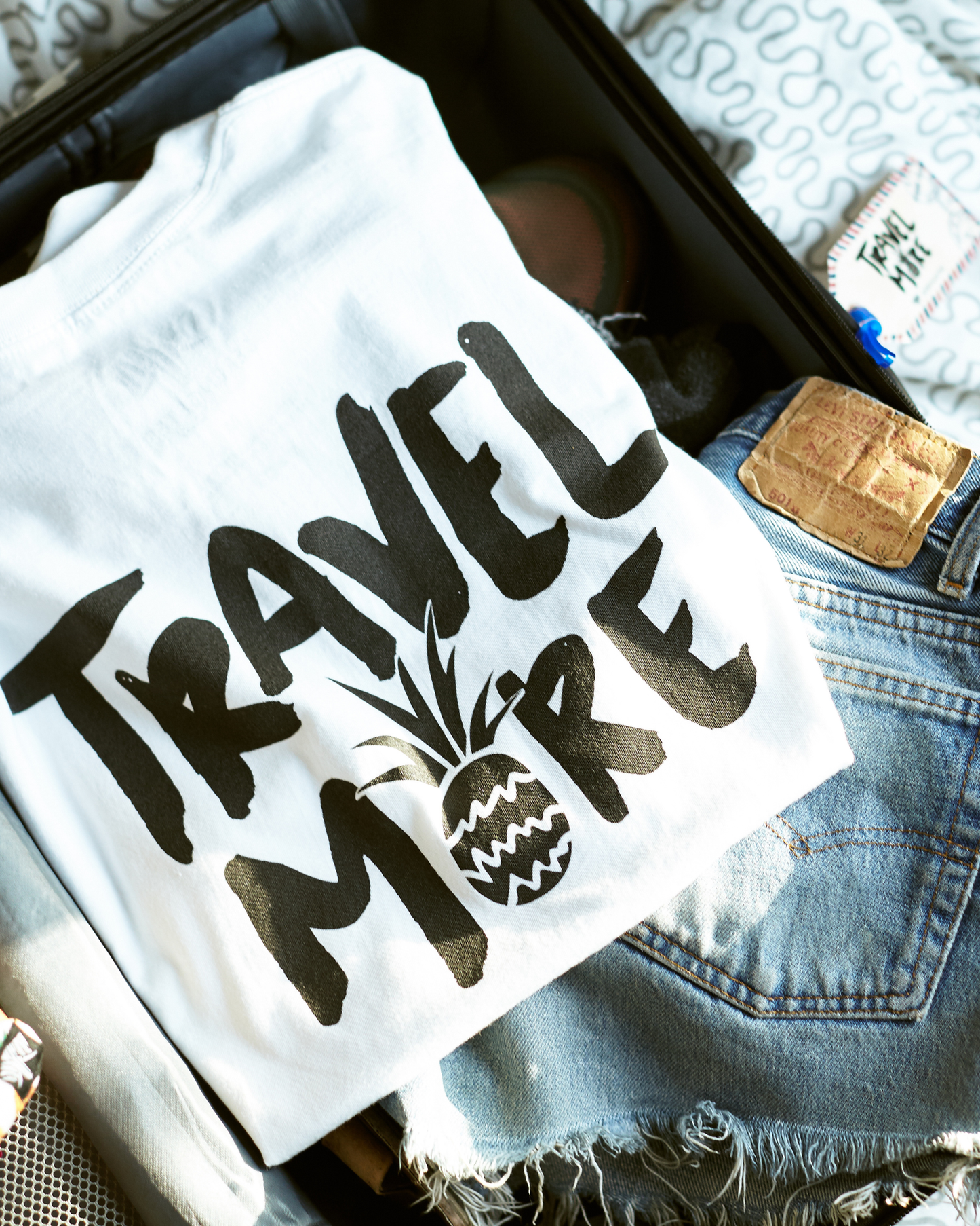 White Travel More Tee