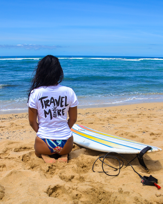 White Travel More Tee