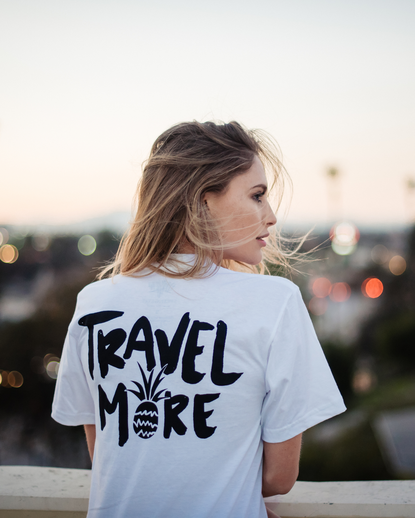 White Travel More Tee
